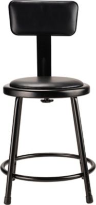 Image showing  Heavy-Duty Vinyl Padded Steel Stools, Backrest, 2-Pack, 18 in., Black