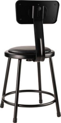 Image showing  Heavy-Duty Vinyl Padded Steel Stools, Backrest, 2-Pack, 18 in., Black
