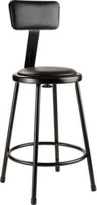 Image showing  Heavy-Duty Vinyl Padded Steel Stools, Backrest, 2-Pack, 24 in., Black