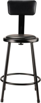 Image showing  Heavy-Duty Vinyl Padded Steel Stools, Backrest, 2-Pack, 24 in., Black