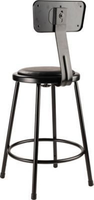 Image showing  Heavy-Duty Vinyl Padded Steel Stools, Backrest, 2-Pack, 24 in., Black