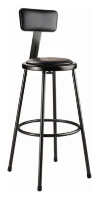 Image showing  Heavy-Duty Vinyl Padded Steel Stools, Backrest, 2-Pack, 30 in., Black
