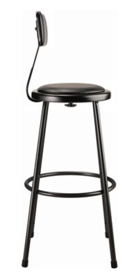 Image showing  Heavy-Duty Vinyl Padded Steel Stools, Backrest, 2-Pack, 30 in., Black