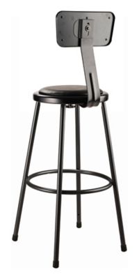 Image showing  Heavy-Duty Vinyl Padded Steel Stools, Backrest, 2-Pack, 30 in., Black
