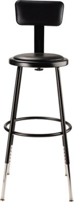 Image showing  Height-Adjustable Heavy-Duty Vinyl Padded Steel Stools, Backrest, 2 pk., 25-33 in., Black