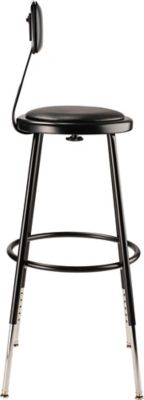 Image showing  Height-Adjustable Heavy-Duty Vinyl Padded Steel Stools, Backrest, 2 pk., 25-33 in., Black