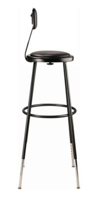 Image showing  Height-Adjustable Heavy-Duty Vinyl Padded Steel Stools, Backrest, 2-Pack, 32-39 in., Black