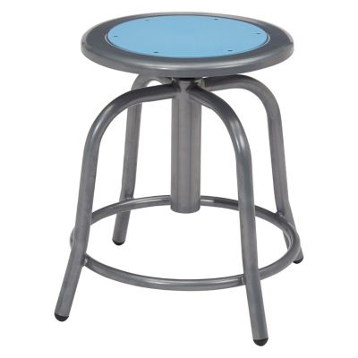 National Public Seating Steel Seat Height-Adjustable Swivel Stool, Grey Frame