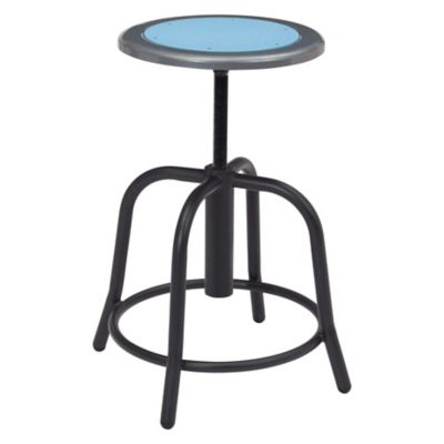 Image showing  Steel Seat Height-Adjustable Swivel Stool, Black Frame