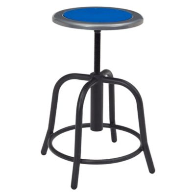 Image showing 1 th National Public Seating Steel Seat Height-Adjustable Swivel Stool, Black Frame