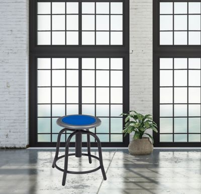 Image showing 5 th National Public Seating Steel Seat Height-Adjustable Swivel Stool, Black Frame