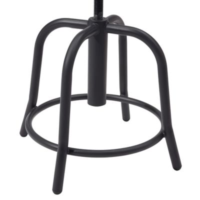 Image showing  Wood Seat Height-Adjustable Swivel Stool