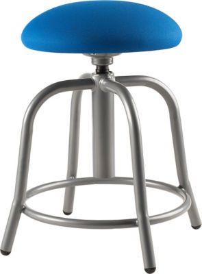 National Public Seating Fabric Padded Seat Height-Adjustable Swivel Stool, Grey Frame