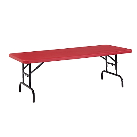 National Public Seating Height-Adjustable Heavy-Duty Folding Table, Red