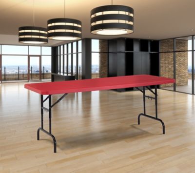 Image showing 5 th National Public Seating Height-Adjustable Heavy-Duty Folding Table, Red