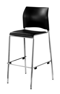 National Public Seating Cafetorium Bar Stool, Plush Vinyl Seat, Black