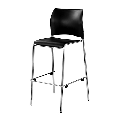 National Public Seating Cafetorium Bar Stool, Plush Vinyl Seat, Black