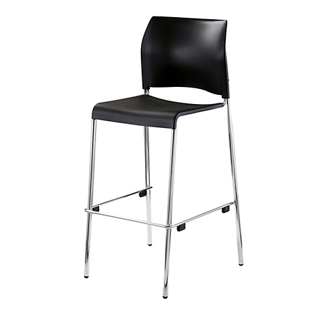 National Public Seating Cafetorium Bar Stool, Plastic Seat, Black