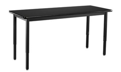 National Public Seating Rectangular Heavy-Duty Height-Adjustable Steel Table, Black Frame