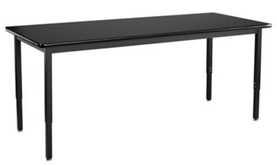 National Public Seating 30 x 60 in. Rectangular Heavy-Duty Height-Adjustable Steel Table, Black Frame