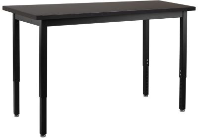National Public Seating Rectangular Heavy-Duty Height-Adjustable Steel Table, Black Frame