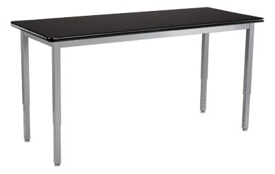 National Public Seating Rectangular Heavy-Duty Height-Adjustable Steel Table, Grey Frame