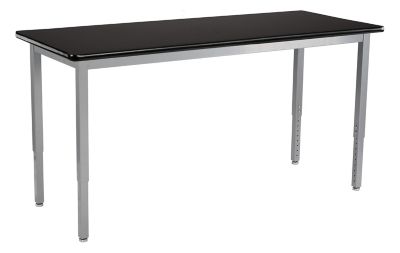Image showing  Rectangular Heavy-Duty Height-Adjustable Steel Table, Grey Frame