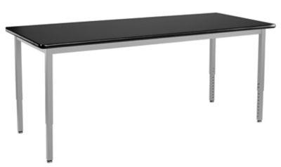 National Public Seating Rectangular Heavy-Duty Height-Adjustable Steel Table, 24 x 72in., Grey Frame