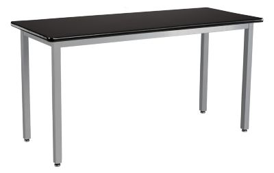 Image showing 0 th National Public Seating Rectangular Heavy-Duty Fixed-Height Steel Table, Gray