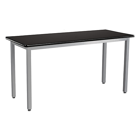 National Public Seating Rectangular Heavy-Duty Fixed-Height Steel Table, Grey Frame