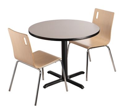 Image showing  Round Composite Wood and Metal X-Base Dining Height Cafe Table for 4 People