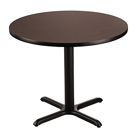 National Public Seating Round Composite Wood Dining Height Cafe Table, Laminate Top and Metal X-Base, Seats 4