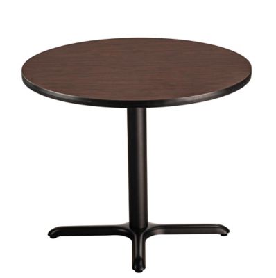 Image showing  Round Composite Wood and Metal X-Base Dining Height Cafe Table for 4 People