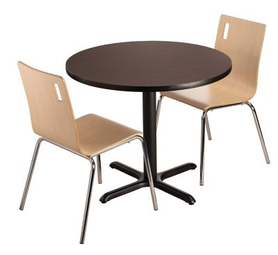 Image showing  Round Composite Wood and Metal X-Base Dining Height Cafe Table for 4 People