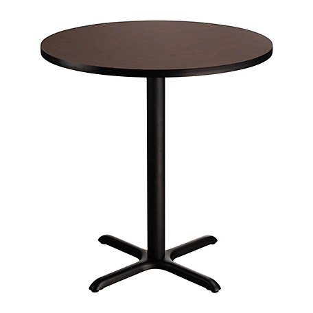 National Public Seating Round Composite Wood Counter-Height Cafe Table, Laminate Top and Metal X-Base, Seats 4