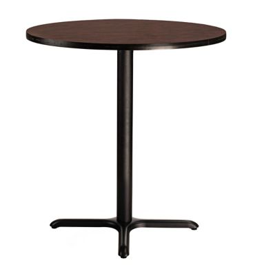 Image showing 3 th National Public Seating Round Composite Wood and Metal X-Base Counter-Height Cafe Table for 4 People