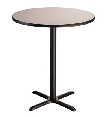 National Public Seating Round Composite Wood Bar-Height Cafe Table, Laminate Top and Metal X-Base, Seats 4