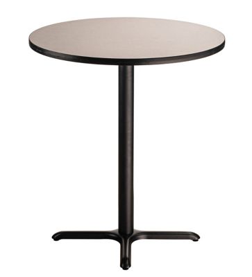 Image showing  Round Composite Wood and Metal X-Base Bar-Height Cafe Table for 4 People