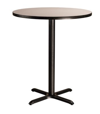 Image showing  Round Composite Wood and Metal X-Base Bar-Height Cafe Table for 4 People