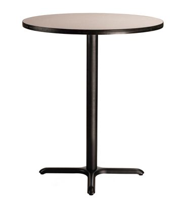 Image showing  Round Composite Wood and Metal X-Base Bar-Height Cafe Table for 4 People
