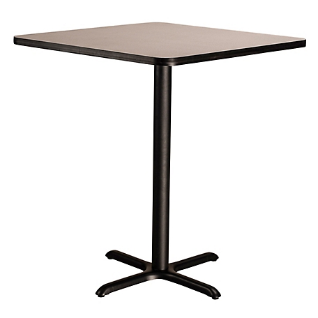National Public Seating Square Composite Wood Dining Height Cafe Table, Laminate Top and Metal X-Base, Seats 4