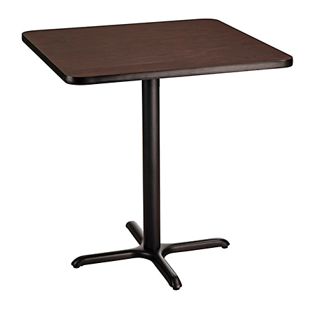 National Public Seating Square Composite Wood Counter-Height Cafe Table, Laminate Top and Metal X-Base, Seats 4
