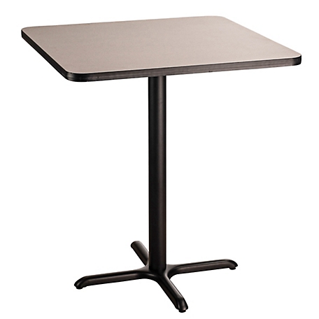 National Public Seating Square Composite Wood Cafe Bar-Height Table, Laminate Top and Metal X-Base, Seats 4