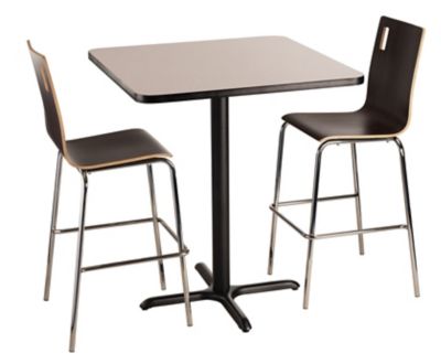 Image showing  Square Composite Wood Cafe Bar-Height Table with Laminate Top and Metal X-Base, 42 in.
