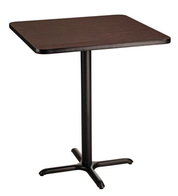 National Public Seating Square Composite Wood Cafe Bar-Height Table, Laminate Top and Metal X-Base, Seats 4