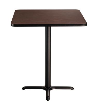 Image showing  Square Composite Wood Cafe Bar-Height Table with Laminate Top and Metal X-Base, 42 in.