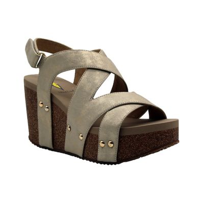 Volatile Tory Double Crisscross Wedge Sandals