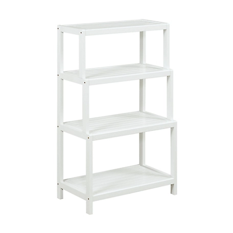 NewRidge Home Goods Solid Wood Dunnsville 4-Tier Step Back Shelf Bookcase, White