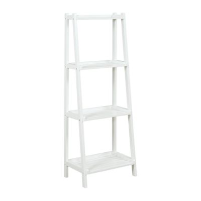 NewRidge Home Goods Solid Wood Dunnsville 4-Tier Leaning Ladder Bookcase