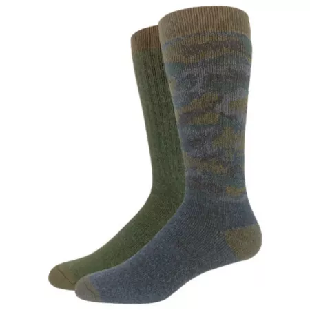 Blue Mountain Men's Thick Merino Wool Blend Socks 2 Pairs Men's Boot Socks